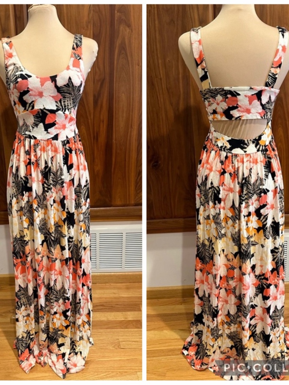 Guess Marciano Tropical Maxi Dress Open Back NWT XS/S